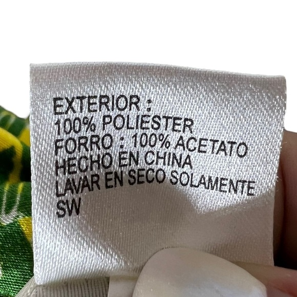 Alex Marie Sleeveless Faux Wrap Green Yellow Dress, 8 Petite - Picture 8 of 9